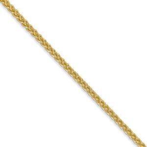 2mm, 14k Yellow Gold, Hollow Wheat Chain Necklace, 24 Inch